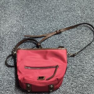 Dooney & Bourke Nylon Mini Hobo Crossbody Bag Red Leather Trim